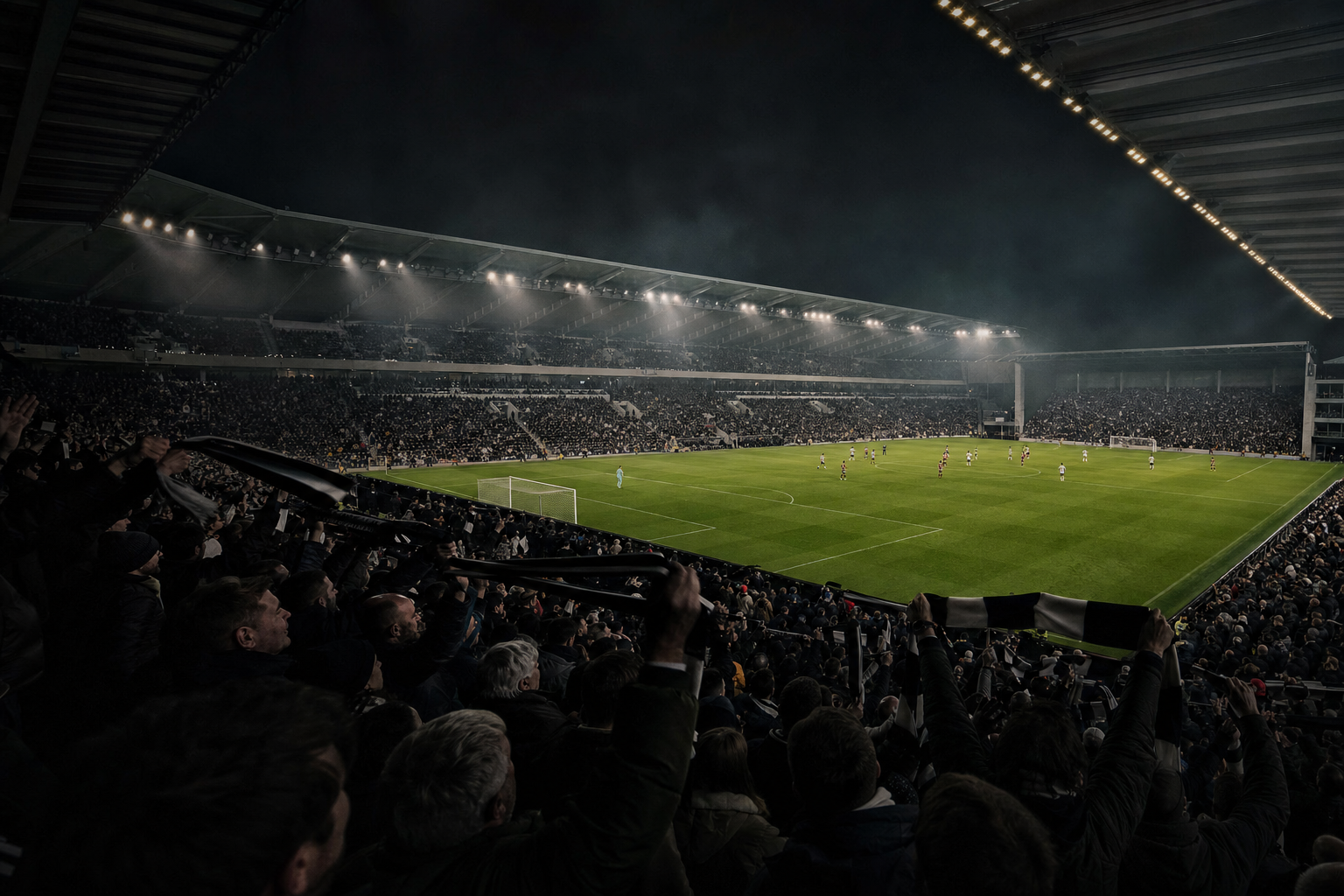 A historic Premier League match at a packed English football stadium